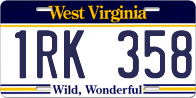 WV license plate 1RK358