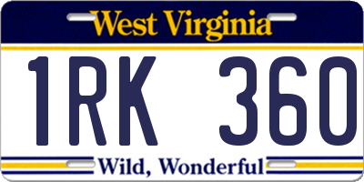 WV license plate 1RK360