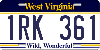 WV license plate 1RK361
