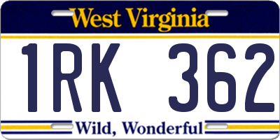 WV license plate 1RK362