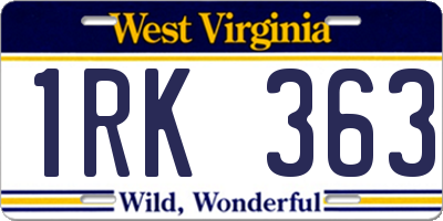 WV license plate 1RK363