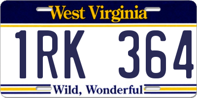 WV license plate 1RK364