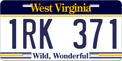 WV license plate 1RK371