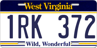 WV license plate 1RK372