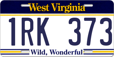 WV license plate 1RK373