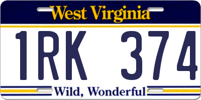WV license plate 1RK374