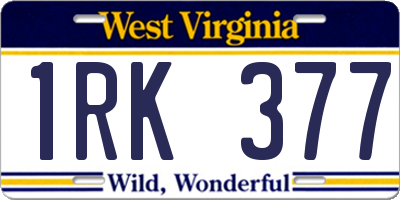 WV license plate 1RK377