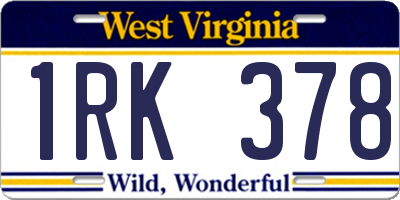 WV license plate 1RK378