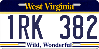WV license plate 1RK382