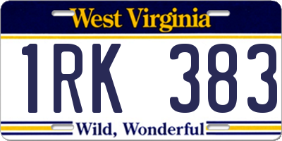 WV license plate 1RK383