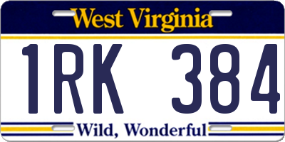 WV license plate 1RK384