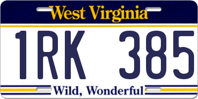 WV license plate 1RK385