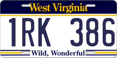 WV license plate 1RK386