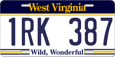 WV license plate 1RK387