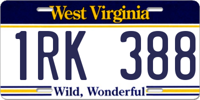 WV license plate 1RK388