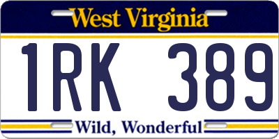 WV license plate 1RK389