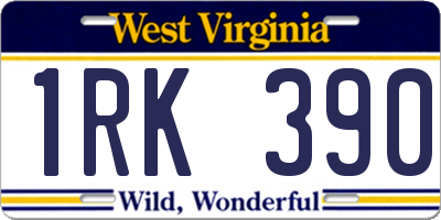WV license plate 1RK390