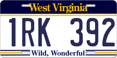 WV license plate 1RK392