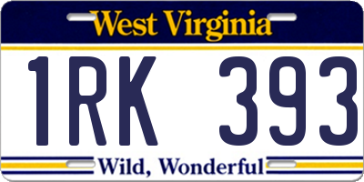 WV license plate 1RK393