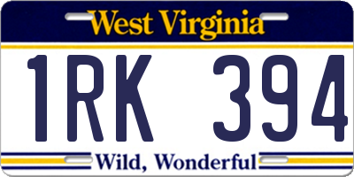 WV license plate 1RK394