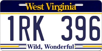 WV license plate 1RK396
