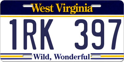 WV license plate 1RK397