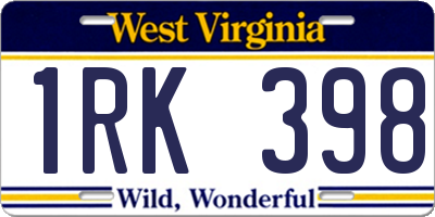 WV license plate 1RK398