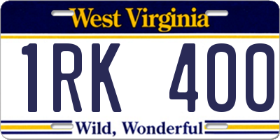 WV license plate 1RK400