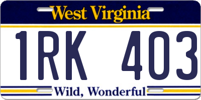 WV license plate 1RK403