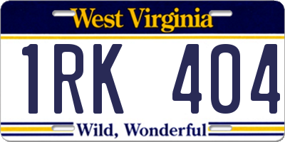 WV license plate 1RK404