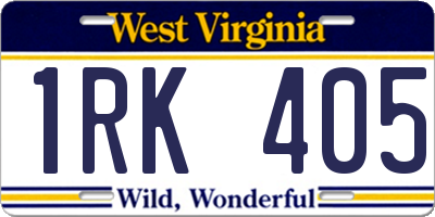 WV license plate 1RK405
