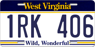 WV license plate 1RK406