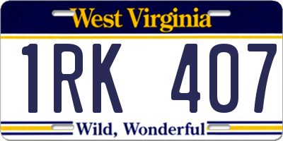 WV license plate 1RK407