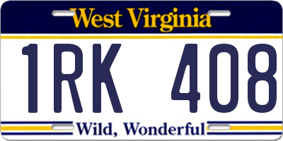 WV license plate 1RK408