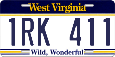 WV license plate 1RK411