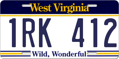 WV license plate 1RK412