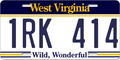 WV license plate 1RK414