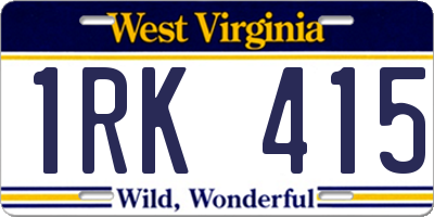 WV license plate 1RK415