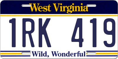 WV license plate 1RK419