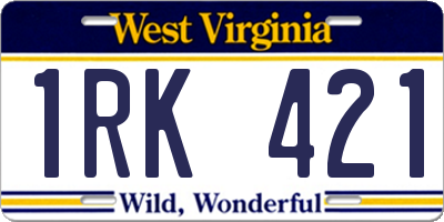 WV license plate 1RK421