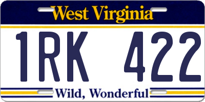 WV license plate 1RK422