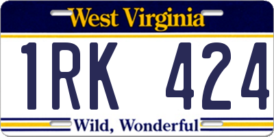 WV license plate 1RK424