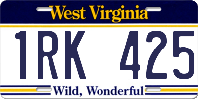 WV license plate 1RK425