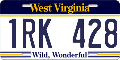 WV license plate 1RK428