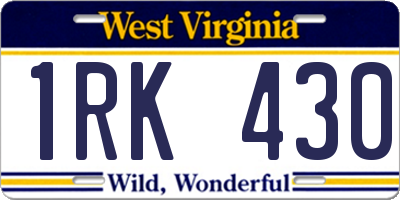 WV license plate 1RK430