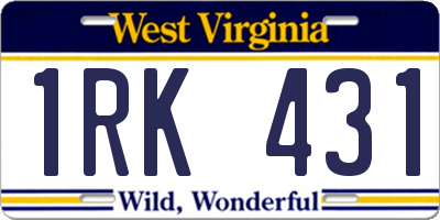 WV license plate 1RK431