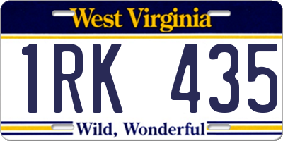 WV license plate 1RK435