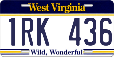 WV license plate 1RK436