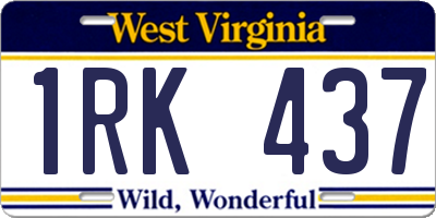 WV license plate 1RK437