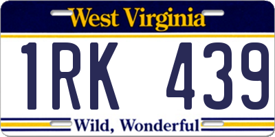 WV license plate 1RK439